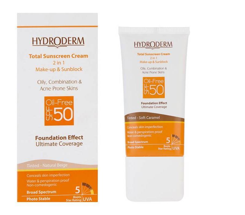 کرم ضدآفتاب کرم پودری فاقد چربی 2 در 1 هیدرودرم - بژ روشن