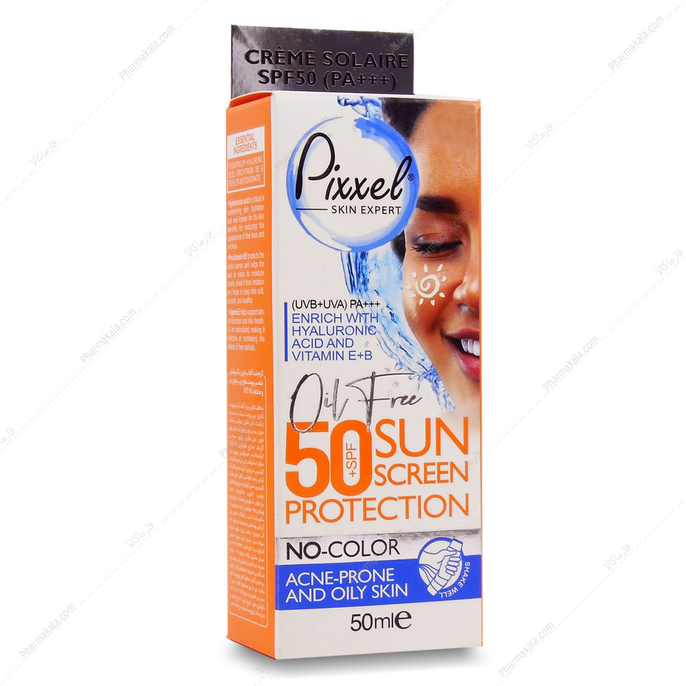 کرم ضدآفتاب SPF50 بدون رنگ پیکسل مناسب پوست های چرب و جوشدار