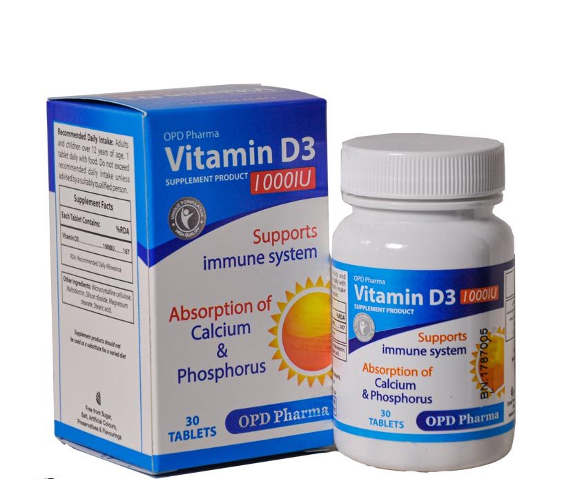 قرص ویتامین د3 1000 او پی دی فارما 30 عددی