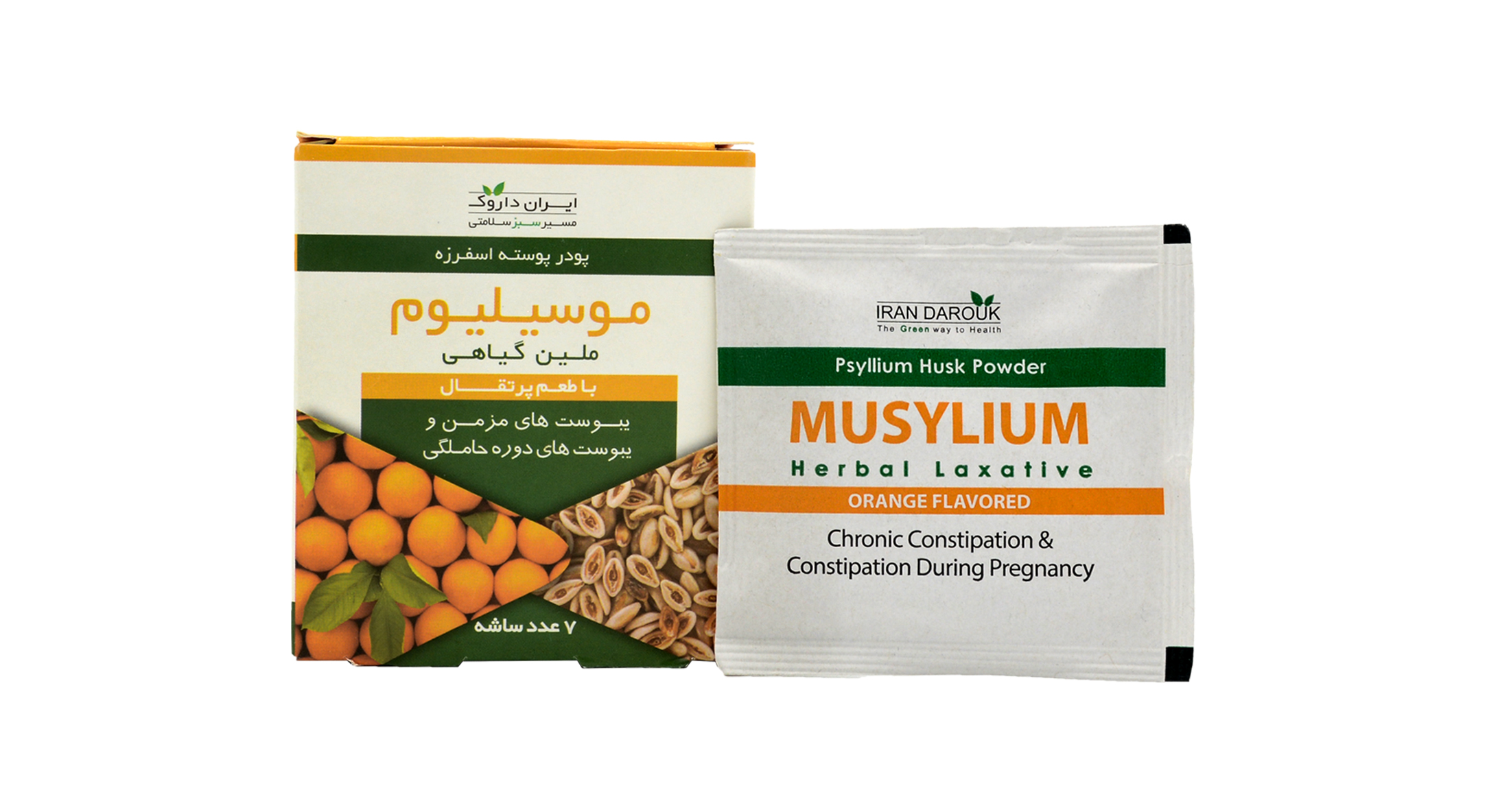 ساشه پودر ملین گیاهی موسیلیوم با طعم پرتقال ایران داروک