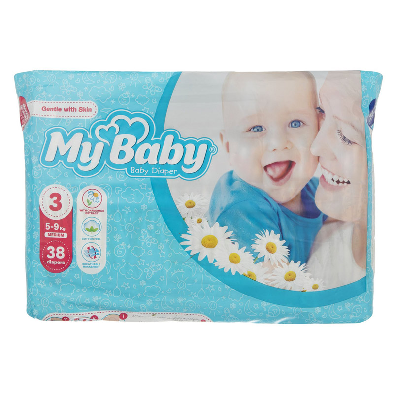 پوشک بچه مای بی بی سایز 3 متوسط مناسب 5 تا 9 کیلوگرم 38 عددی